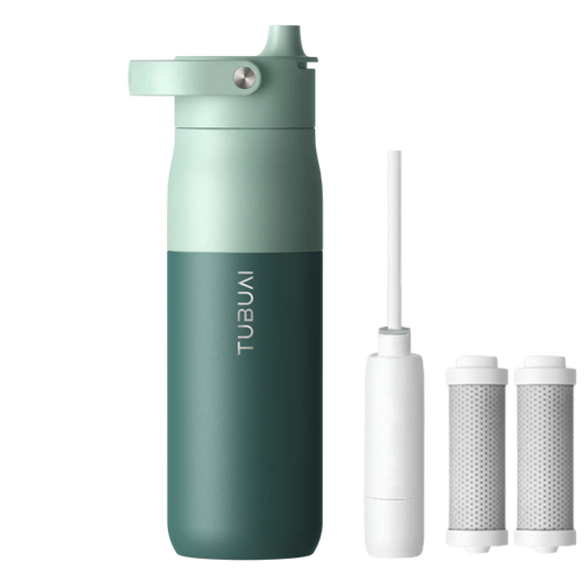 Tubuai Filter Pro® + 2 Filtros | Pack Ahorro Botella Purificadora 680ml